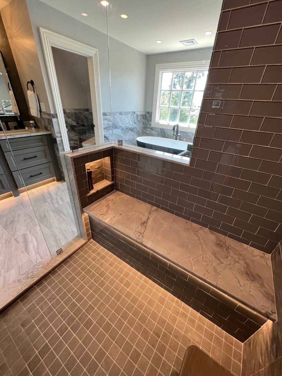 Herringbone tile feature wall detail